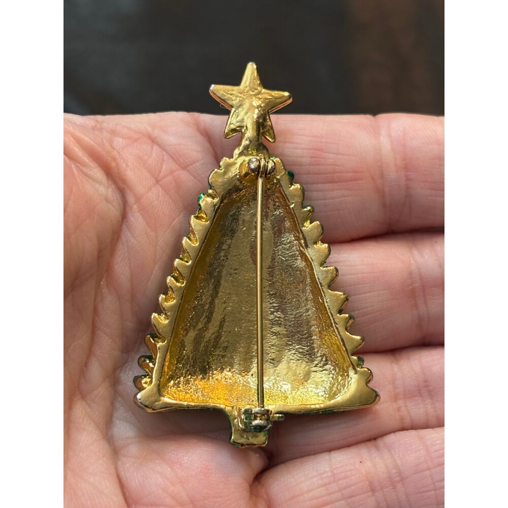 Vintage Glitter Christmas Tree Brooch unsigned 2.25” 27g - Picture 2 of 4